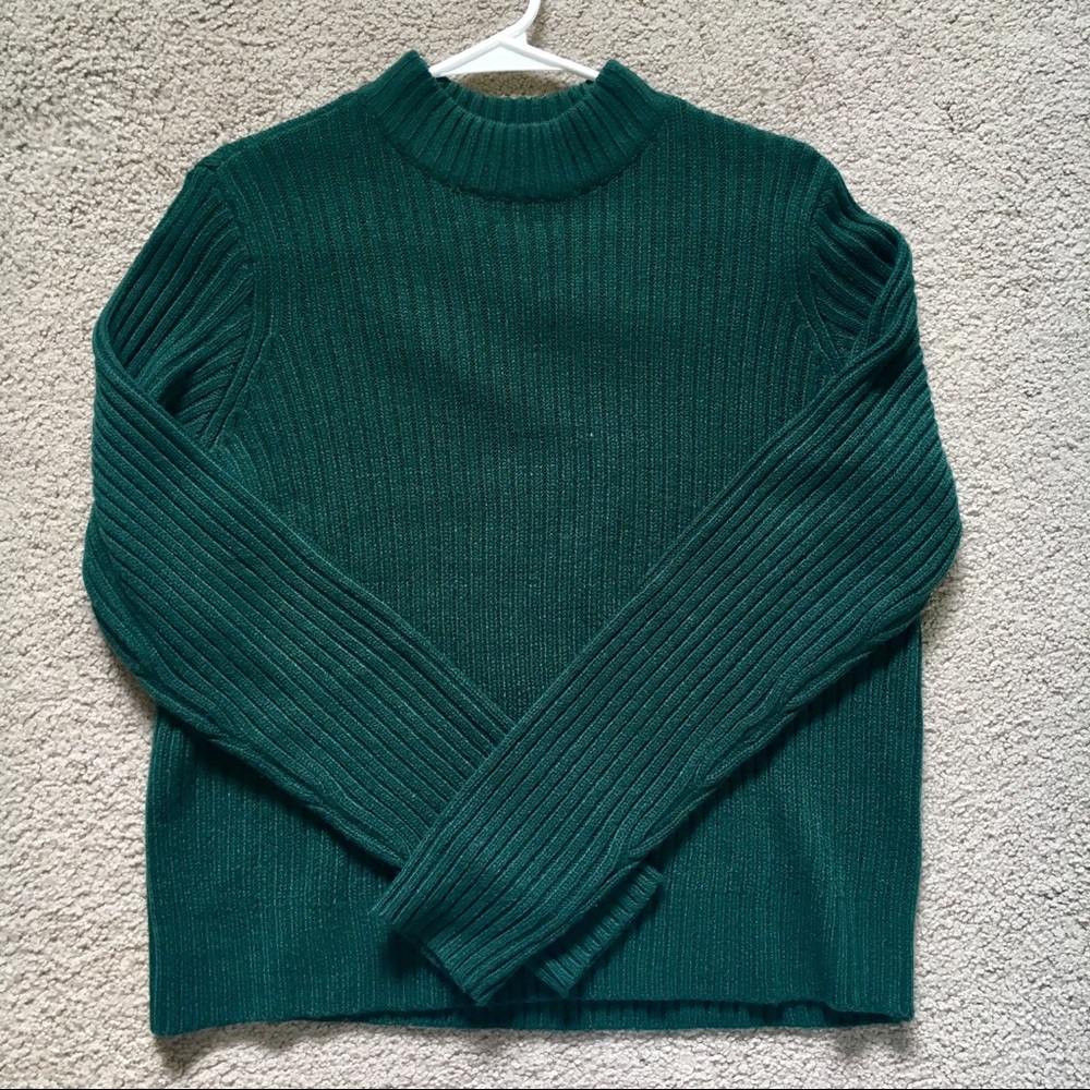 Hunter Green Knit Mock Neck Sweater NWOT